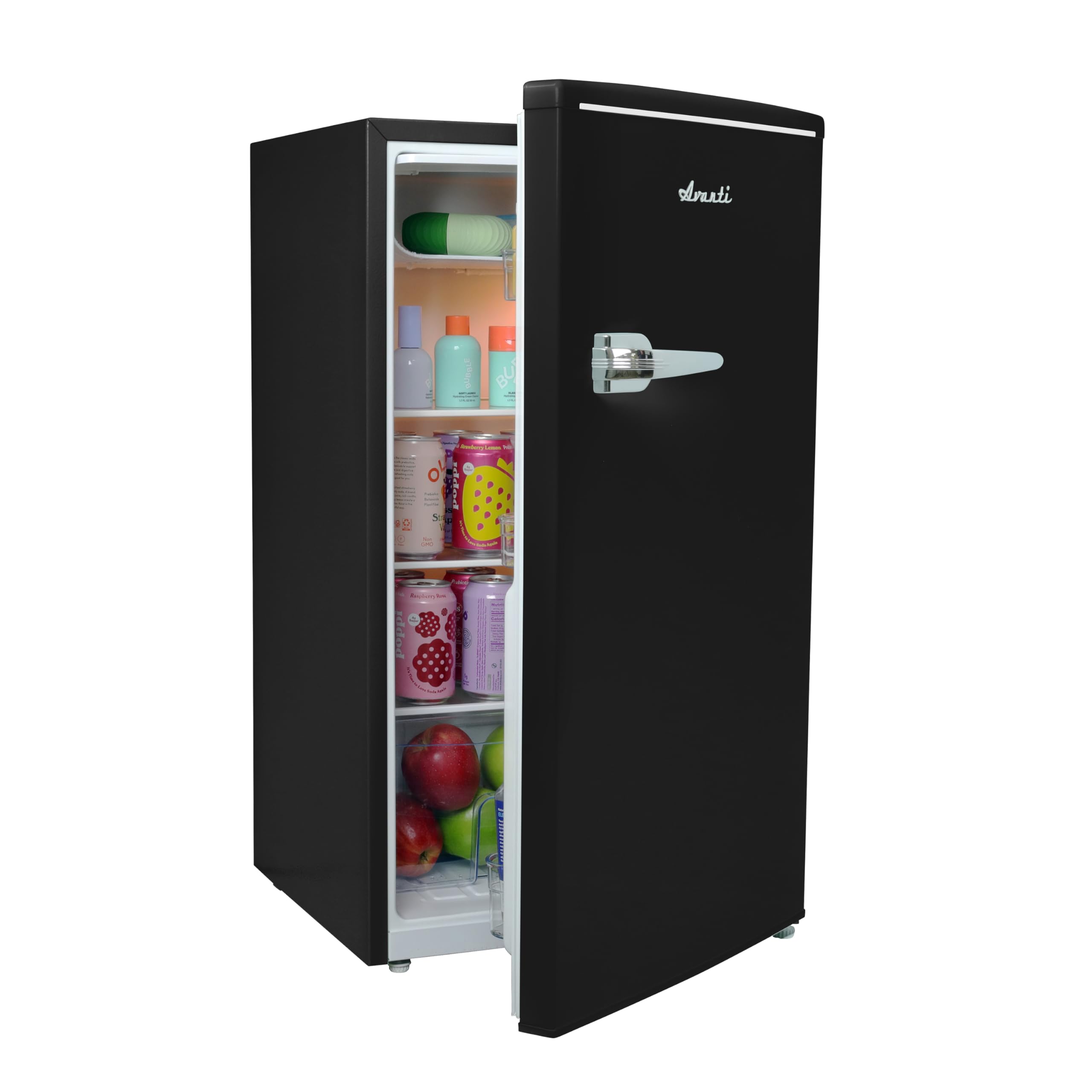 Avanti Mini Fridge Retro Design Compact Refrigerator for Home Office or Dorm, Features Single Door Removable Glass Shelves Manual Defrost and Mechanical Adjustable Temp Control, 3.0-Cu.Ft, Black