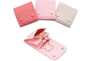 WSXBAGY Small Jewelry Bags 3 Pcs Microfiber Small Bags for Jewelry Gift Bags Jewelry Pouch with Snap Button for Bracelet Rings Necklace for Traveling Gifting Small Business, 3"x3", Assorted Pink