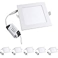 MODOAO 5 Pack 18W LED Panel Light Lamp, Square LED Recessed Downlight Panel Ceiling Lighting with LED Driver, AC85-265V, Hole Size 200MM (18W, Cool White)