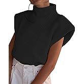 xxxiticat Women's Cap Sleeve Sweater Vest Mock Neck Knit Pullover Tank Shirt 2025 Trendy Spring Summer Sleeveless Cute Top