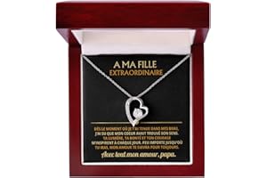 Collier Cœur Brillant “À Ma Fille Extraordinaire” – Cadeau Touchant d’un Papa à sa Fille