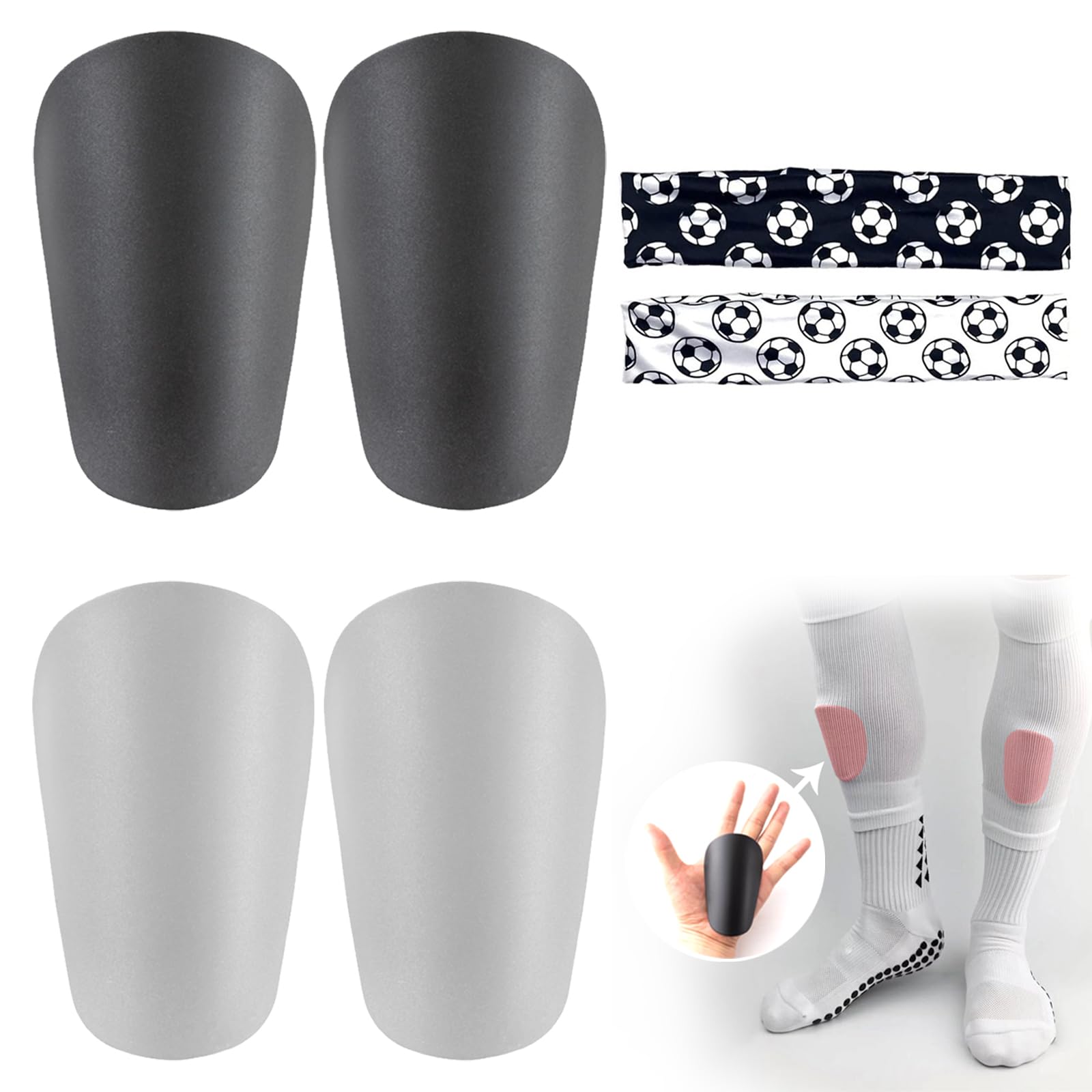 BSITSSS 2 Pair Mini Pro Football Shin Pads, 10 * 6cm Professional Soccer Mini Football Shin Guards Football Training Protector Small Protective Leggings Plate for Men Women Youth Boys Girls