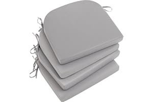Qirroboni Outdoor Chair Cushion Set of 4, Waterproof Round Corner Seat Cushions for Patio Furniture, Fade Resistant Garden Couch Pads, 17" x 16" x 2", Indoor Dining Chair Pad Set, Grey