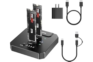 ANYOYO M.2 Duplicator Dual-Bay Offline Clone,USB C to NVME Docking Station M.2 Reader Tool-Free 20Gbps,USB3.2 Gen 2X2 to SSD 