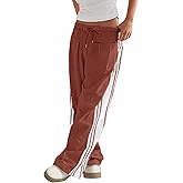 ONLYSTORY Womens Wide Leg Track Pants Side Striped Casual Drawstring Baggy Palazzo Pant with Pockets