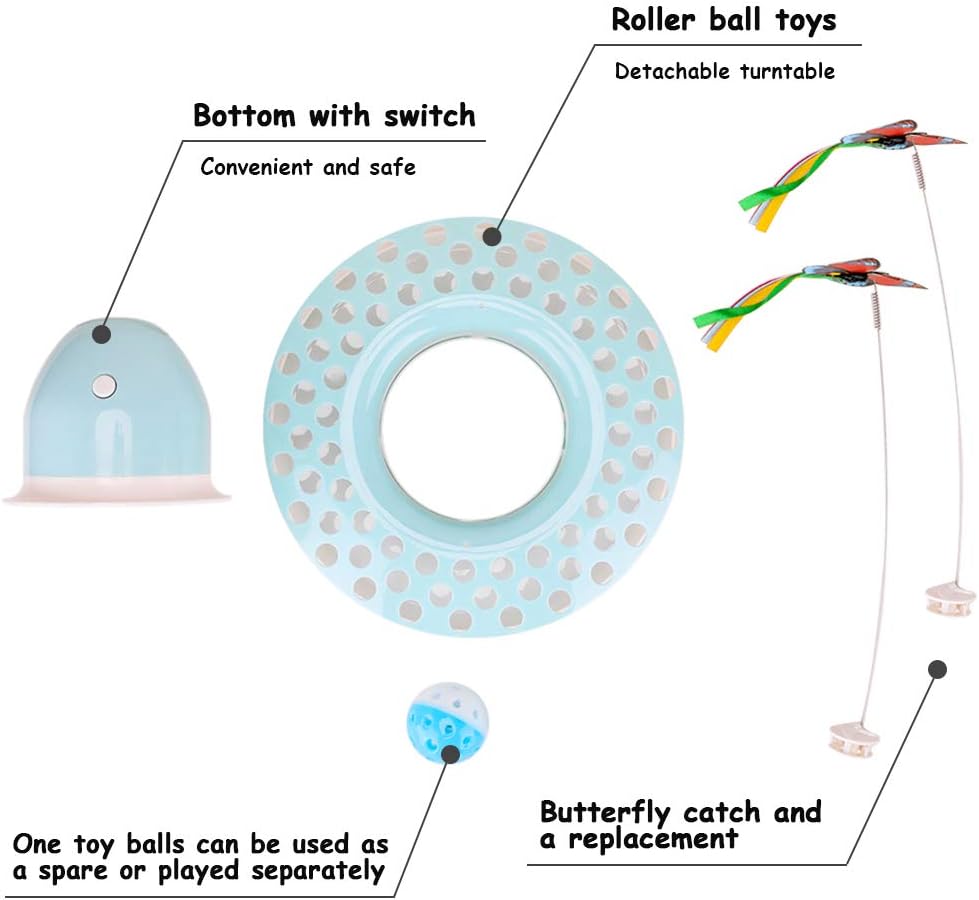Cat Toys - Funny Automatic Electric Rotating Butterfly & Ball Exercise Kitten Toy, Interactive Cat Teaser Toys for Indoor Cats (Feather Toys) : Pet Supplies