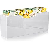 HELPLEX White Acrylic Guest Towel & Napkin Holder - Waterproof Splash-Proof Vertical Design for Bathroom, Kitchen, Dining Table - Home Hotel Office Organizer (1-Pack)