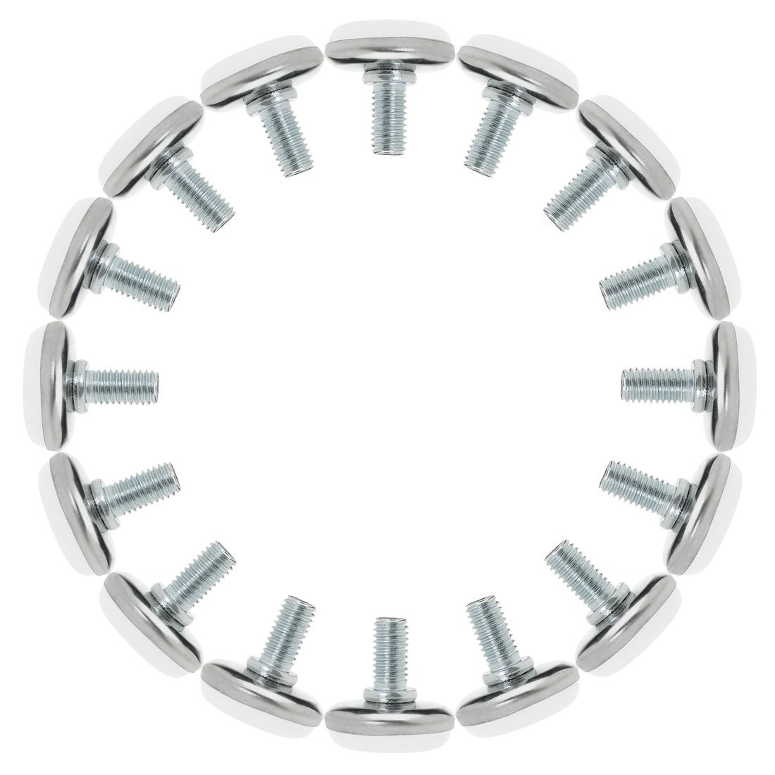 sourcingmap M8 x 25 x 30mm Screw on Furniture Glide Leveling Feet Floor Protector Adjustable Leveler for Chair Machine Leg 16 Pack