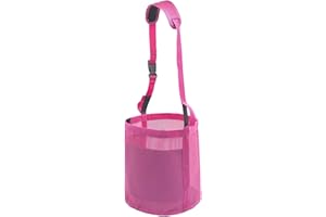 Gydoty Horse Feed Bag for Grain - Heavy Duty Mesh Horse Feeder with Adjustable Strap,Comfort Neck Pad,Nose Pad Horse Muzzle Feed Bag(Medium,Pink)