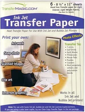 Amazon.com: Photo Effects Ink Jet Transfer Paper - 8-1/2 Inch x11 Inch 6/Pkg: Arts, Crafts & Sewing