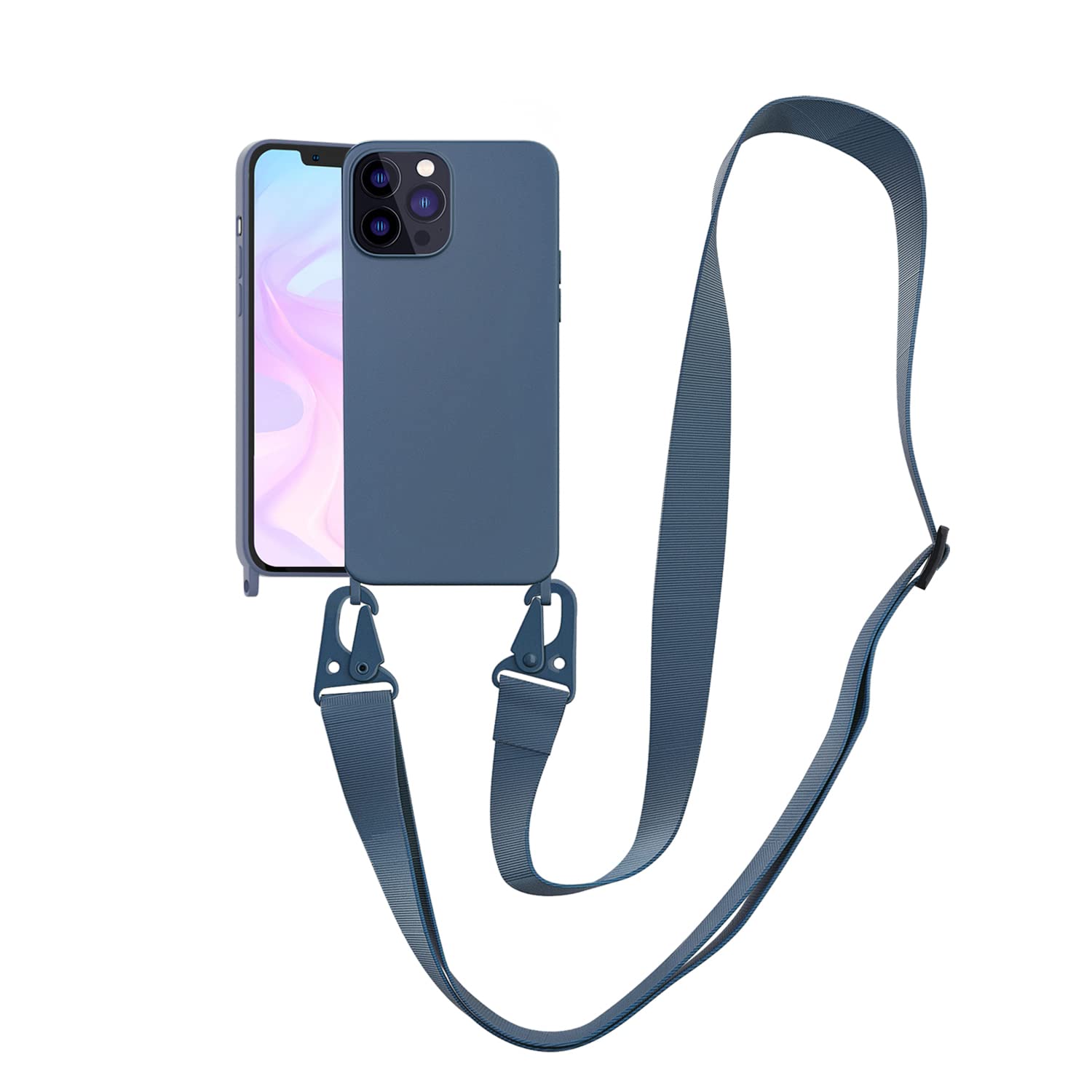 VooDirop Crossbody Case for iPhone 13, Soft Silicone TPU Phone Necklace Case with Nylon Strap, Crossbody Protective Phone Cover Compatible with iPhone 13 — image 1