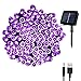 Solar String Lights Outdoor Waterproof, WOOHAHA 72ft 200LED Updated Version 6hrs Timer Function with USB Cable Solar Powered String Lights for Patio Garden Party Pathway (Purple)