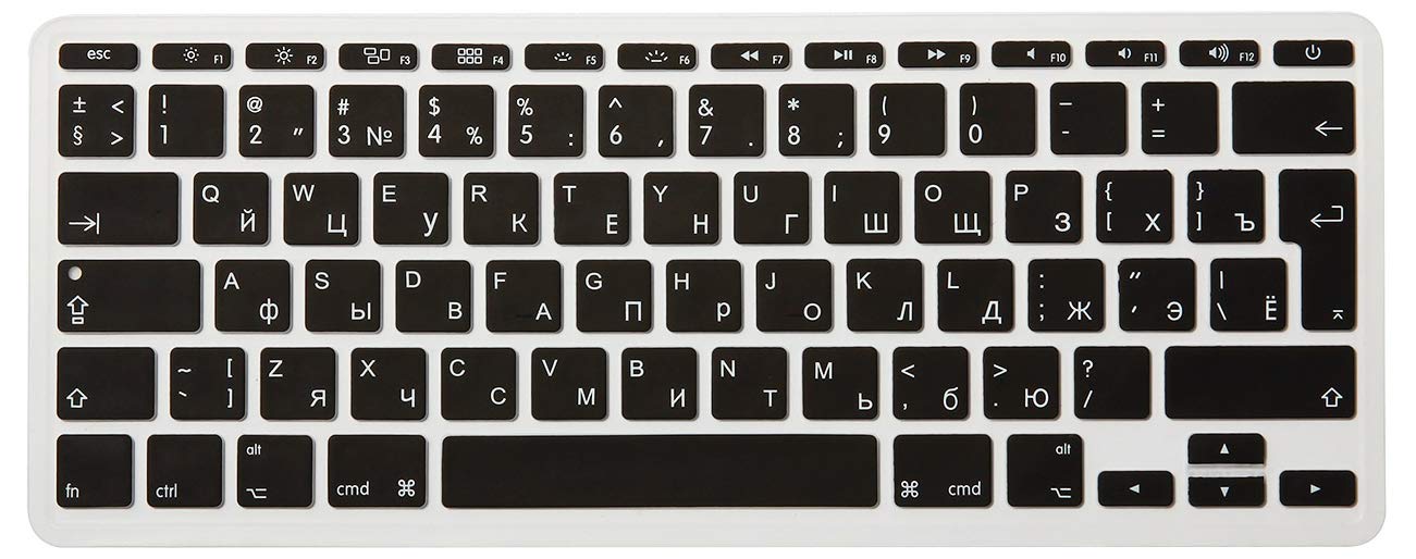 MMDW Russian QWERTY ISO Keyboard Cover for Macbook 11"11.6 Inch A1465 A1370 European/ISO Keyboard Layout Silicone Skin（Black)