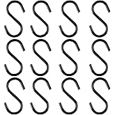 Senkary 24 Pieces 2.2 Inch S Hooks Stainless Steel Heavy Duty S Shaped Hooks for Hanging Plants Ornaments Jewelry Pans Pots Cups Bags Towels (Black)