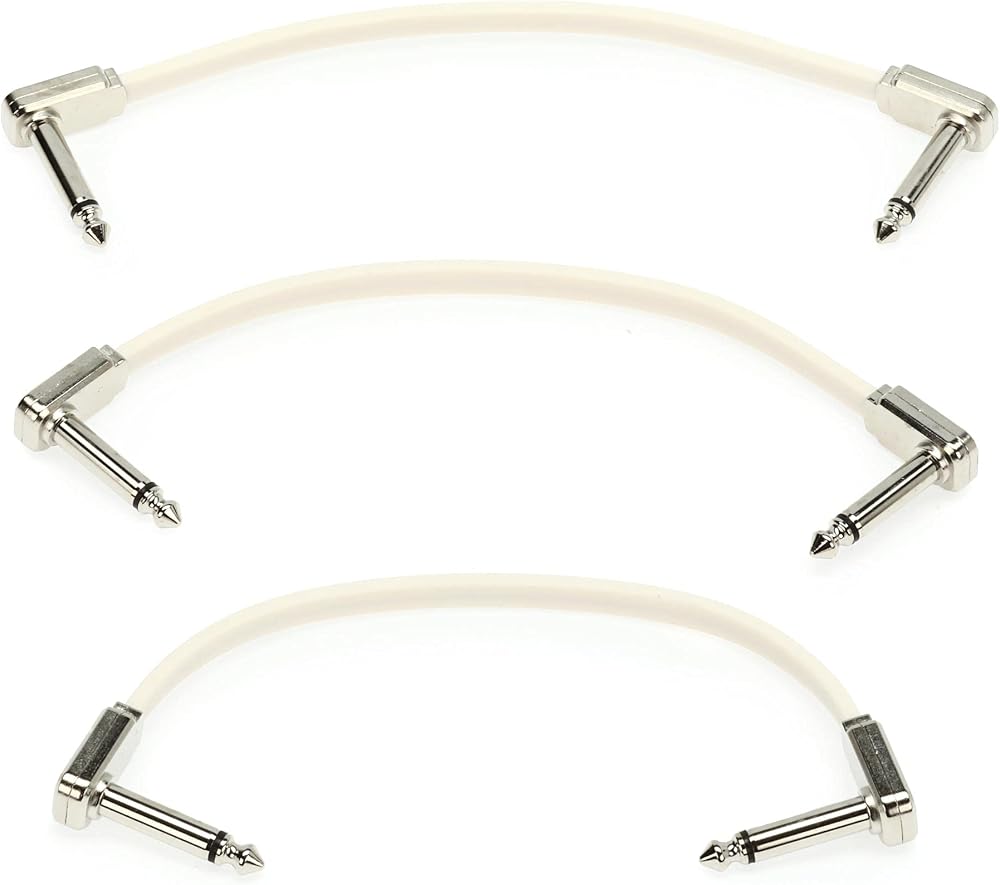 Ernie Ball 6 Inch Flat Ribbon Patch Cable 3-Pack White