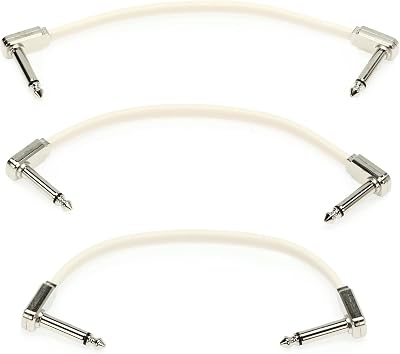 Ernie Ball 6 Inch Flat Ribbon Patch Cable 3-Pack White