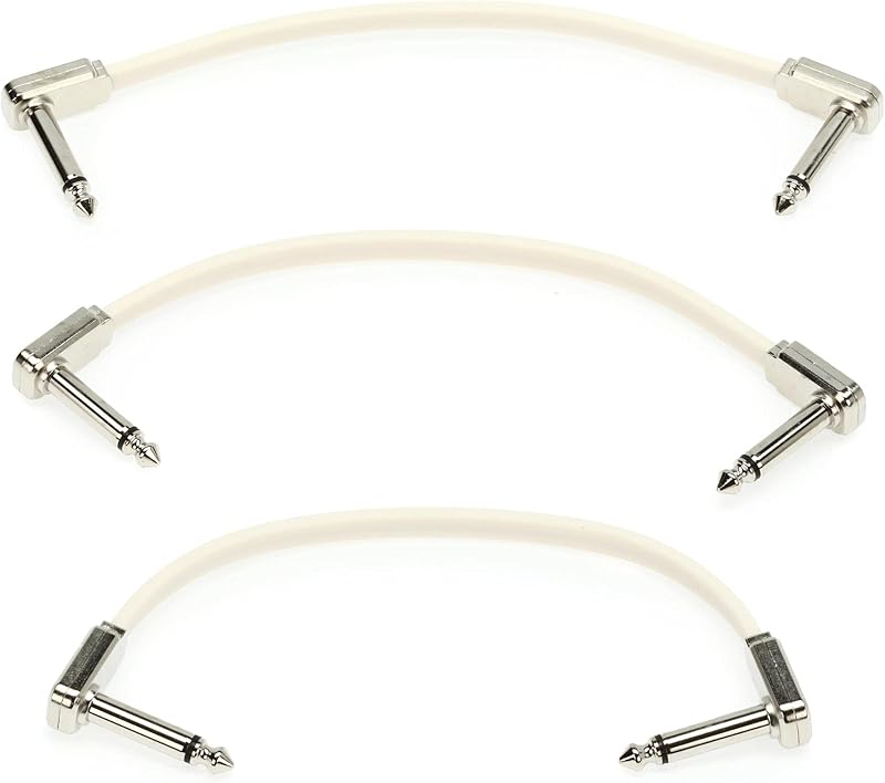 Ernie Ball 6 Inch Flat Ribbon Patch Cable 3-Pack White