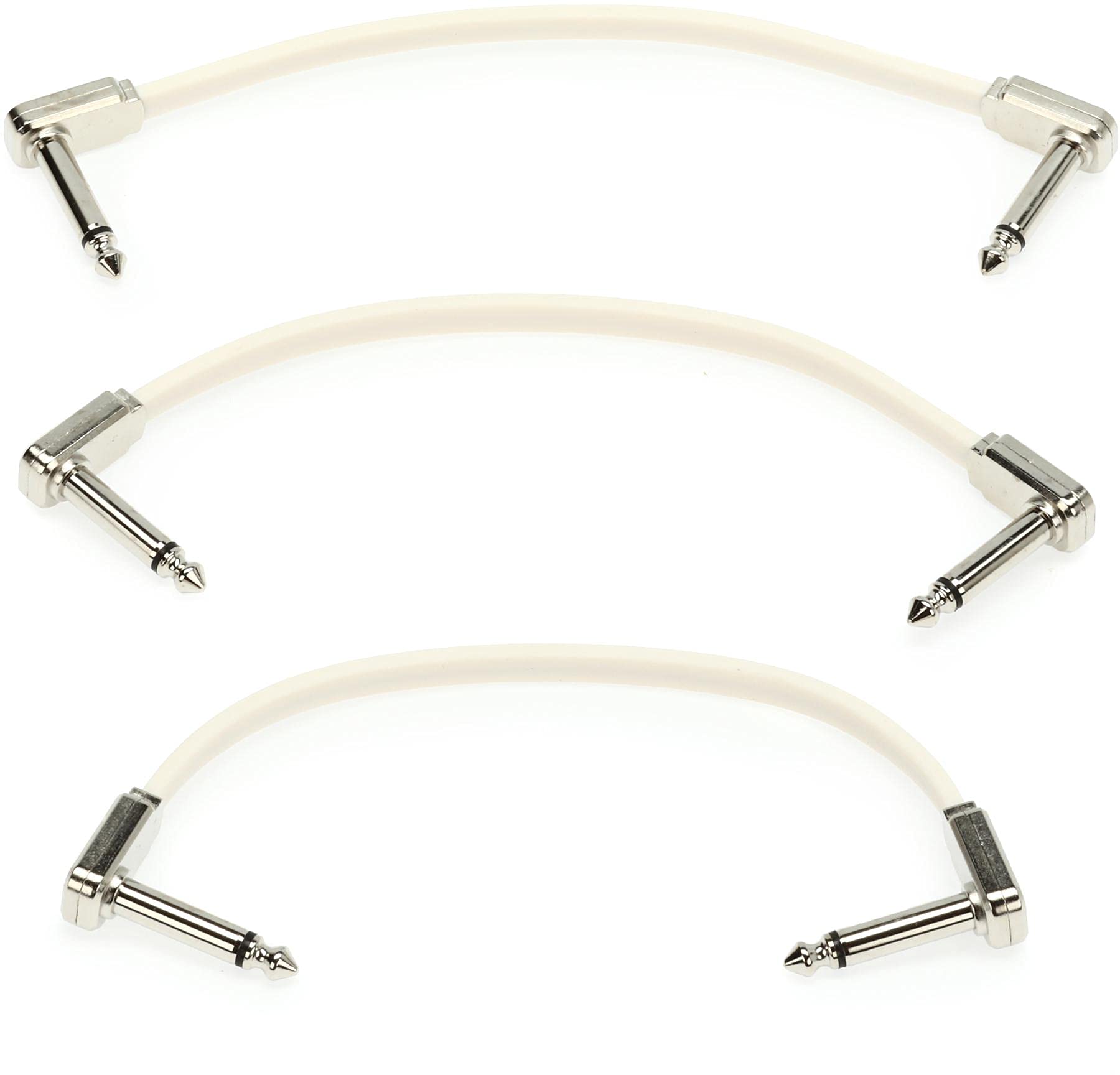 Ernie Ball 6 inch Flat Ribbon Patch Cable 3-Pack - White