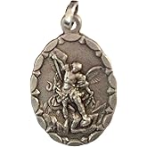 I G J 925 STERLING SILVER SAINT MICHAEL THE ARCHANGEL OVAL SHAPE MEDAL - PATRON SAINT OF POLICE - 100% MADE IN ITALY