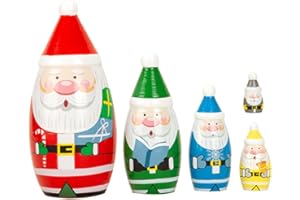 MUSISALY Hand-Painted Russian Nesting Dolls Christmas Stackable Matryoshka Doll with Bright Festival Patterns