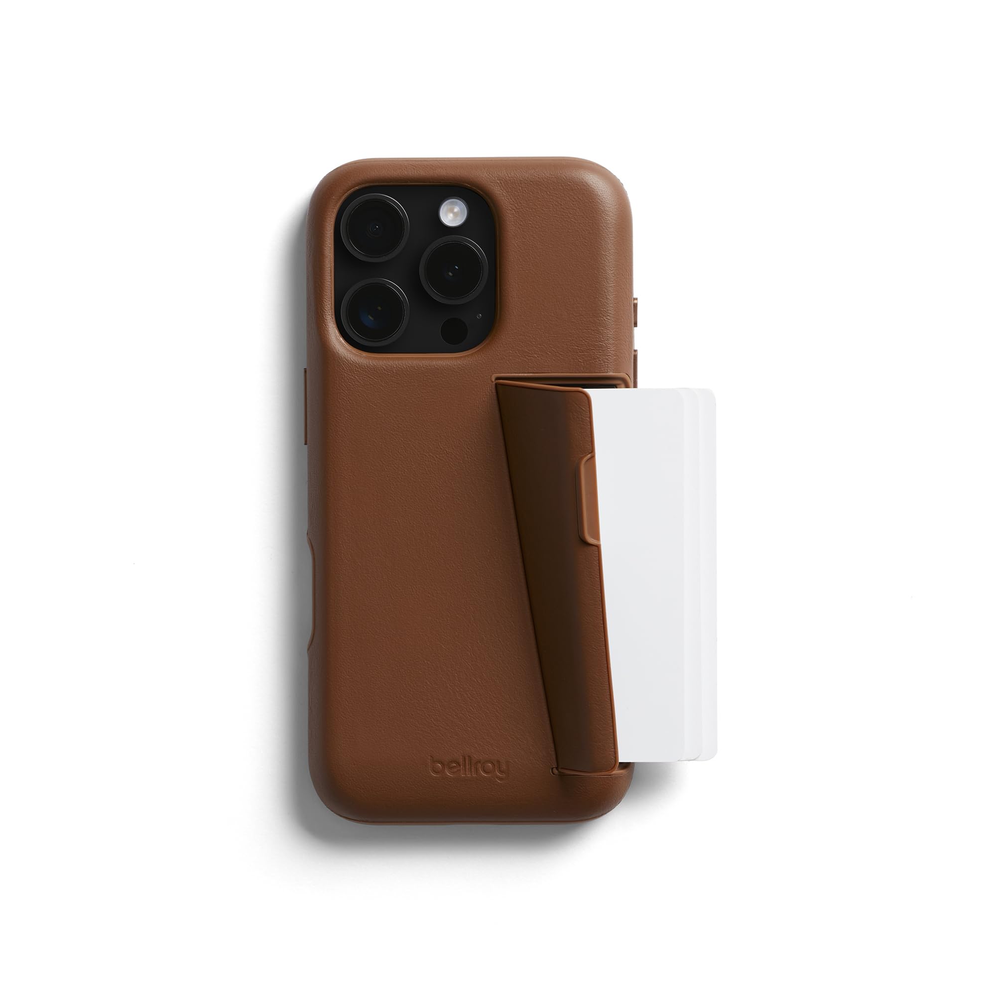 Bellroy Phone Case – 3 Card for iPhone 16 Pro (leather iPhone case, phone wallet) - Sienna