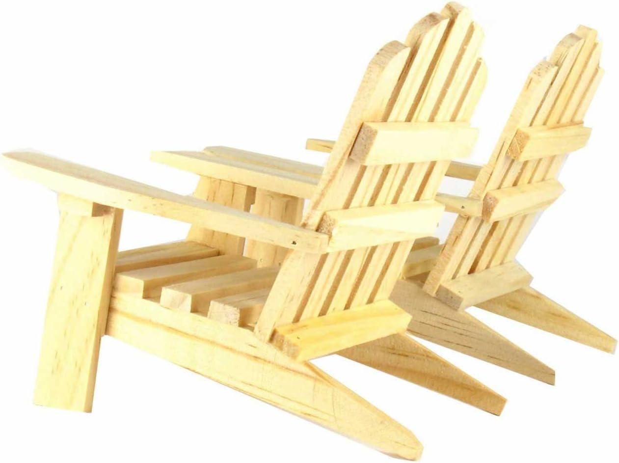 Mini Decorative Adirondack Style Plain Wood Chairs (Set of 2) : Wedding Cake Toppers : Garden & Outdoor