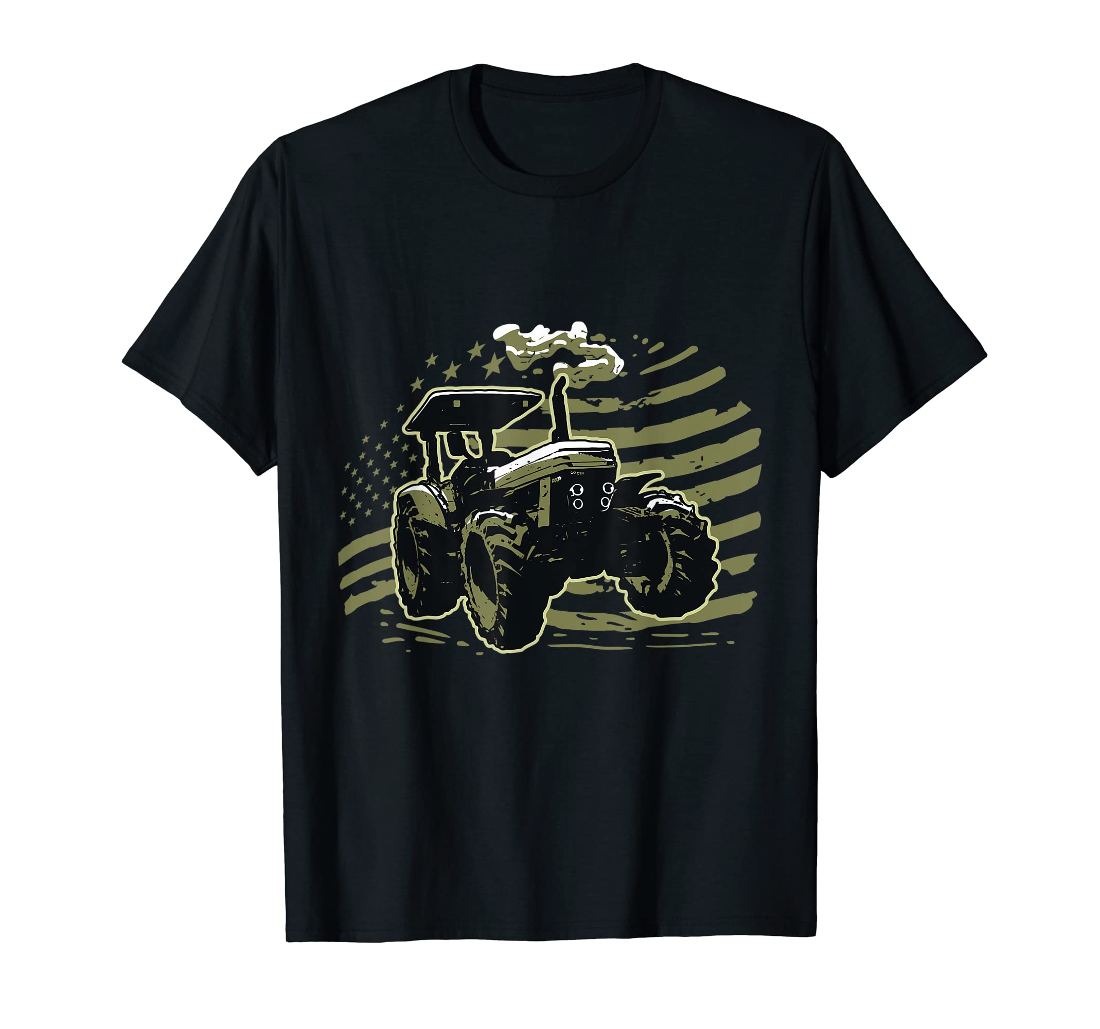 Vintage USA Flag Farmer Farm Tractor T-Shirt