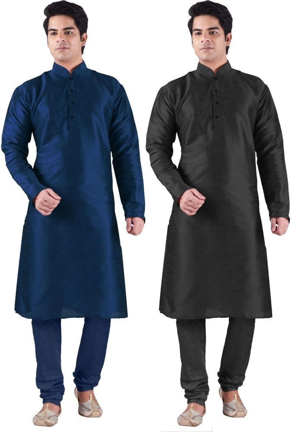royal men's festive silk blend kurta churidar set of 2