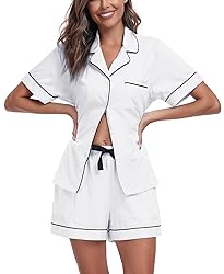 COLORFULLEAF Womens 100% Cotton Pajamas Short Set