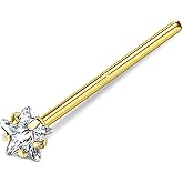 COCHARM Fishtail Nose Stud Ring 20g 14k Real Gold Custom Bendable Nose Rings CZ Nose Piercing Jewelry for Women Men 2mm 2.5mm 3mm