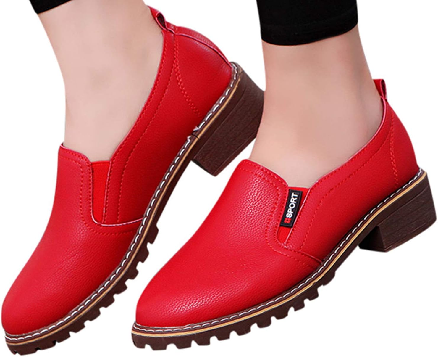 red leather flat ankle boots
