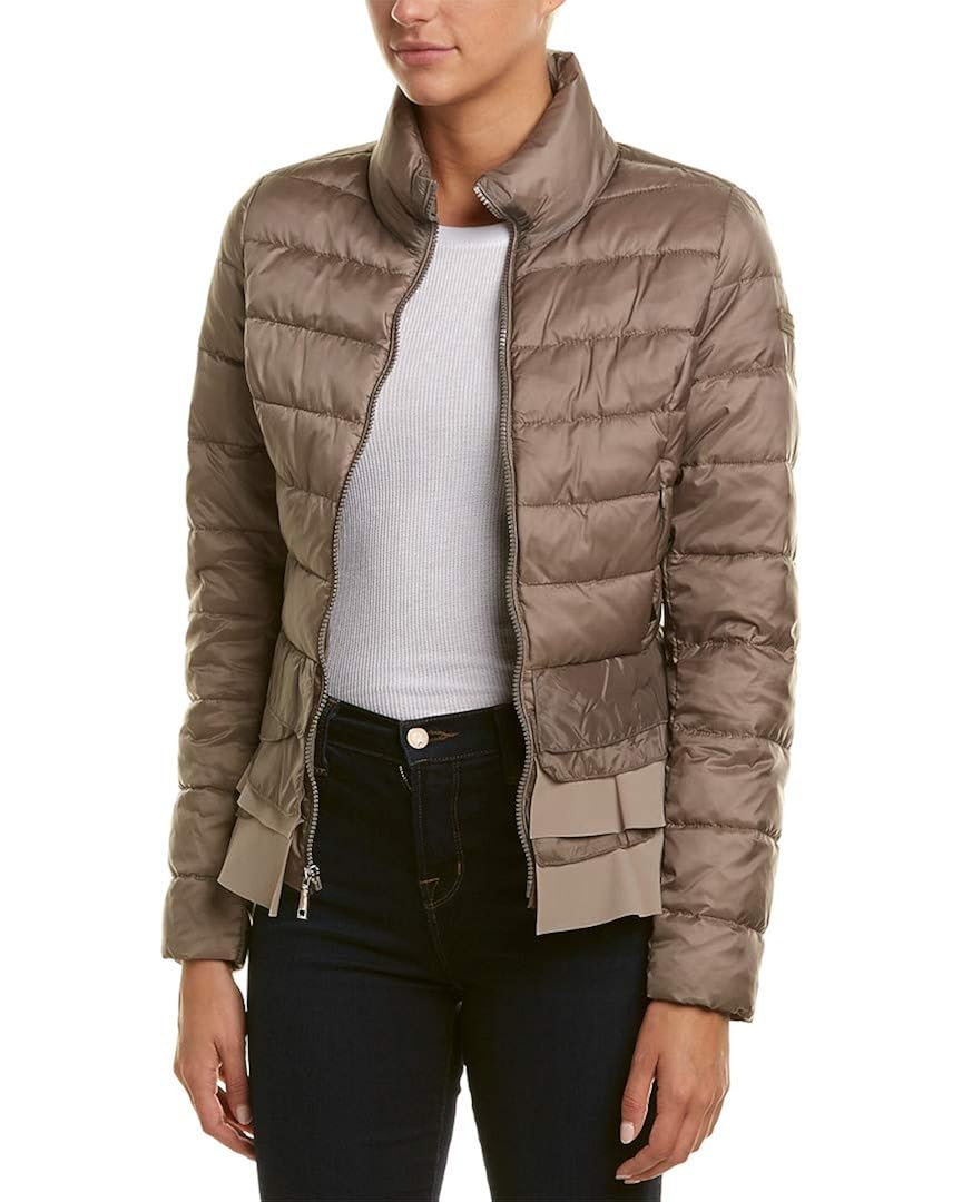 tahari ruffle puffer
