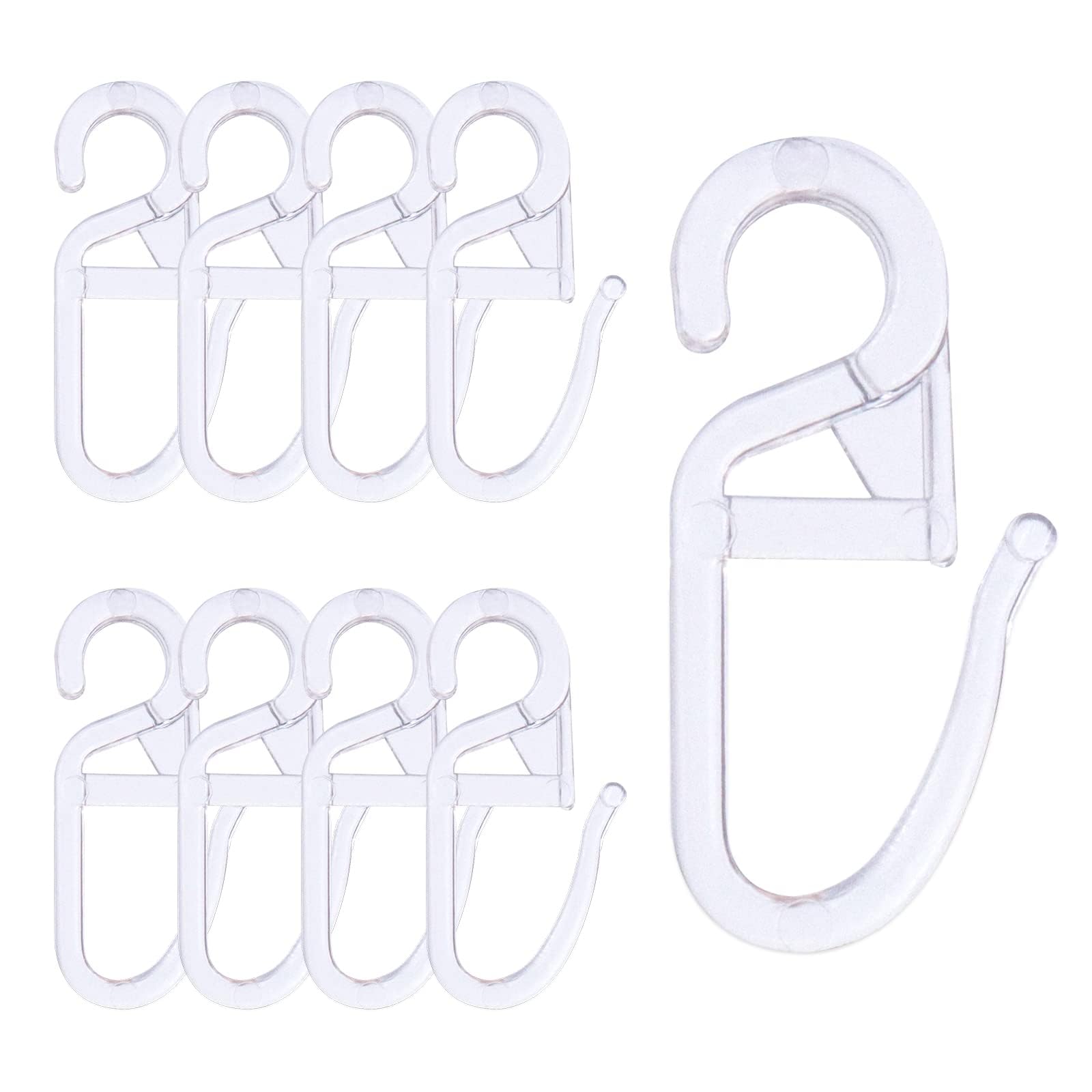 Curtain Hooks 100Pcs Plastic Curtain Hooks, Rolling Curtain Clips Transparent Plastic for Door Curtain,Window Curtain, Curtain Header Tape Drapery Hooks (Transparent)