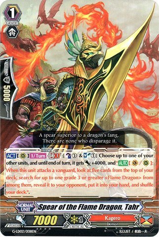 Cardfight!! Vanguard TCG - Spear of the Flame Dragon, Tahr (G-LD02/008EN) - G Legend Deck 2: The Overlord blaze 