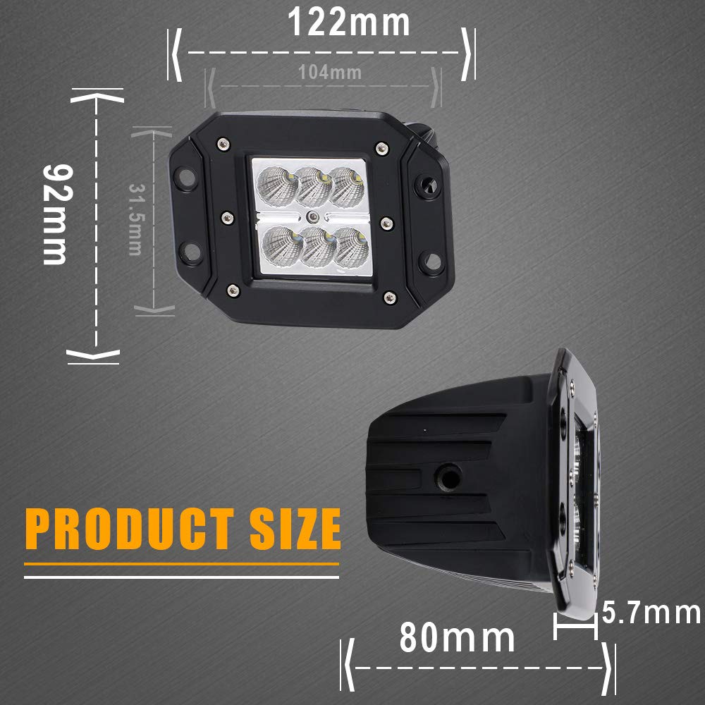 Turbo 2pcs Flood 3x3 Dually Flush Mount Led Light Lamps Dually D2 Off Road Back Up