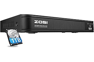 ZOSI H.265+ 5MP Lite 8 Channel CCTV DVR Recorder with Hard Drive 1TB, Remote Access, Motion Alert Push, Hybrid Capability 4-i