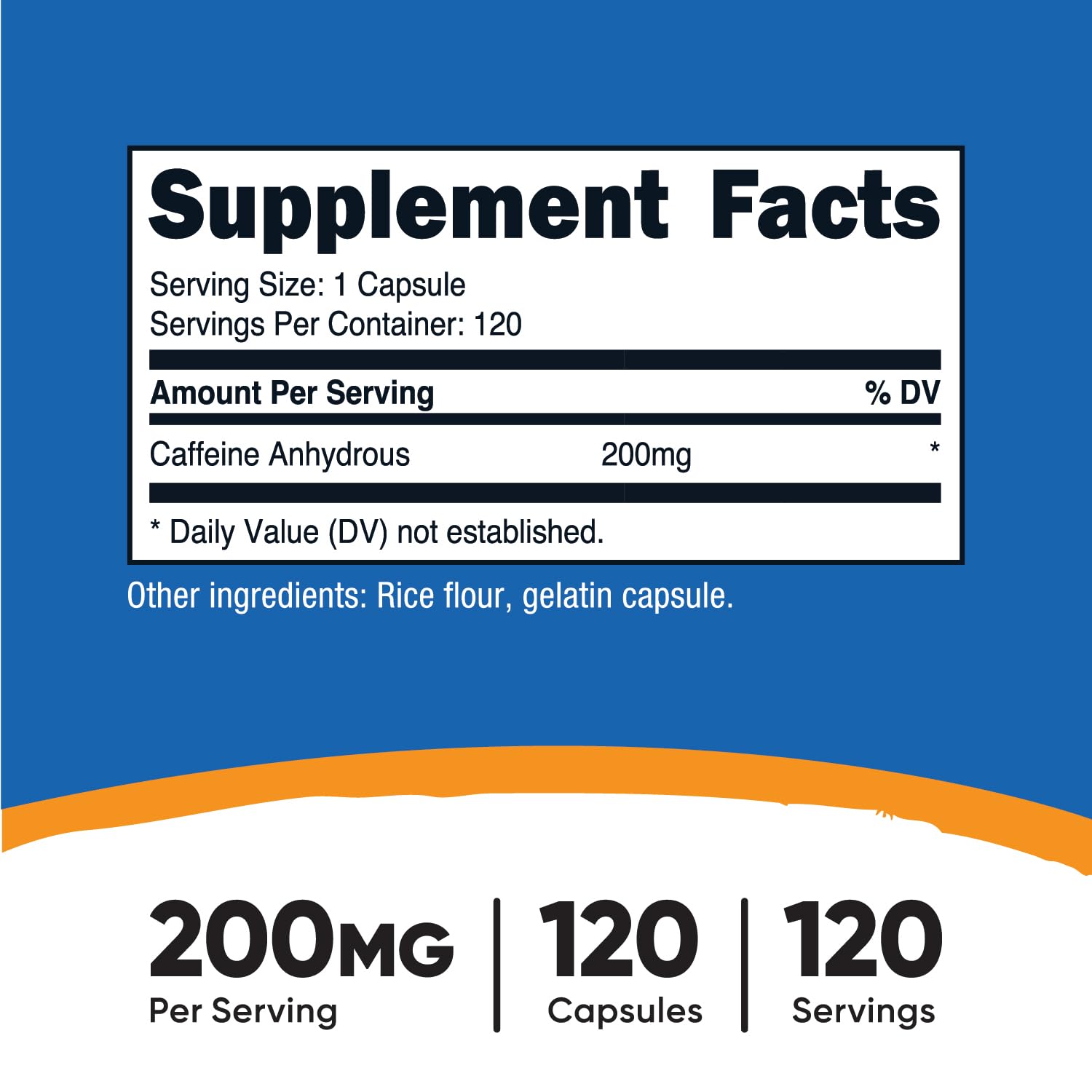 Nutricost Caffeine Pills 200mg, 120 Capsules - Gluten Free, Non-GMO