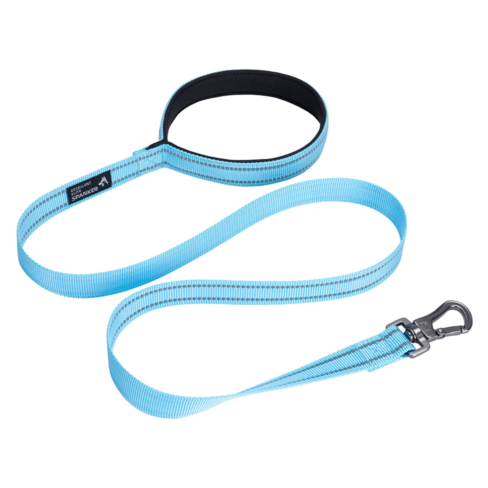 EXCELLENT ELITE SPANKER Strong Durable Nylon Dog Training Leash Traction Rope 4 Feet Long 1" Wide with Comfortable Padded Handle for Small and Medium Dog(Light Blue)