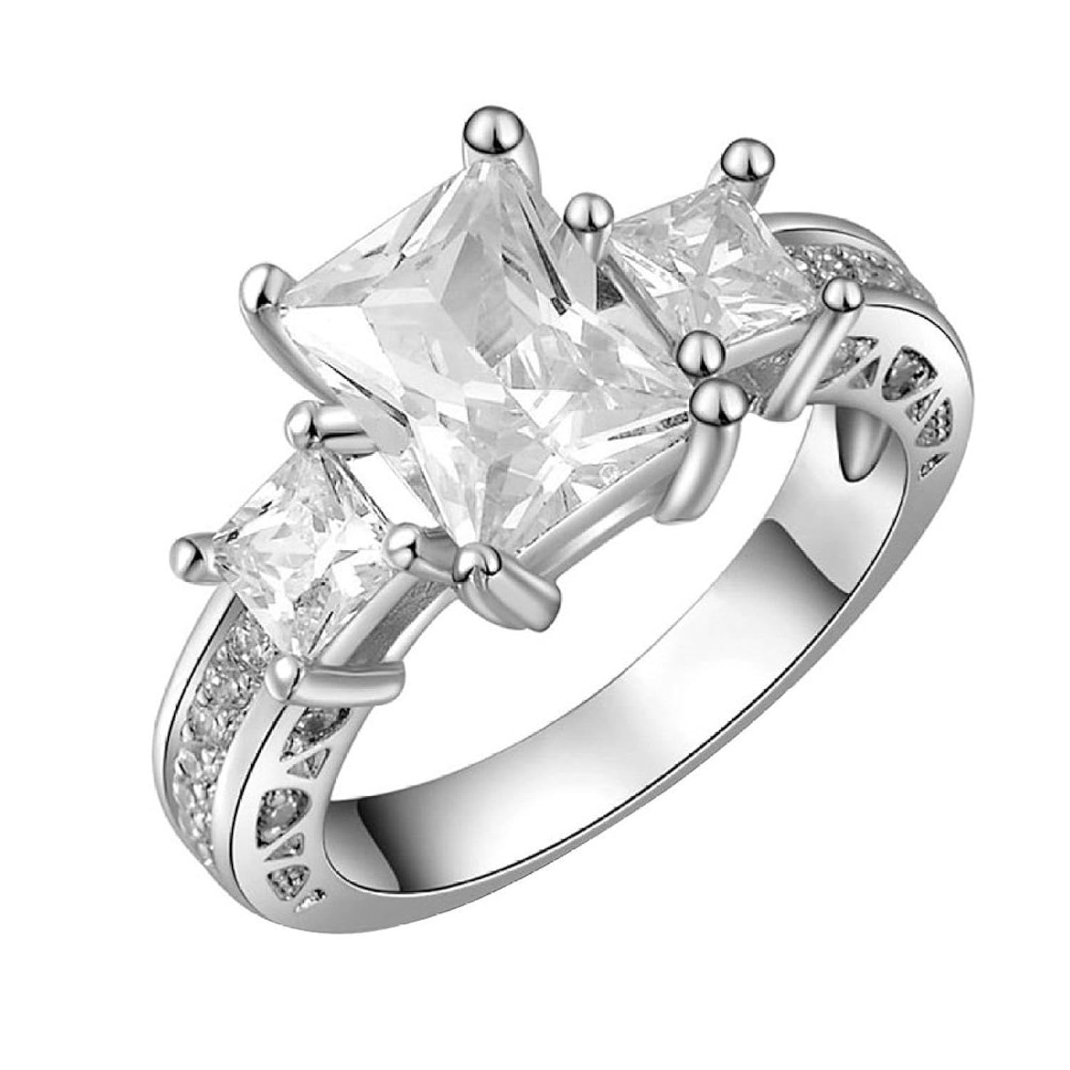 Yoursfs Anillos mujer Chapado Oro Blanco con Circonita brilla para mujeres