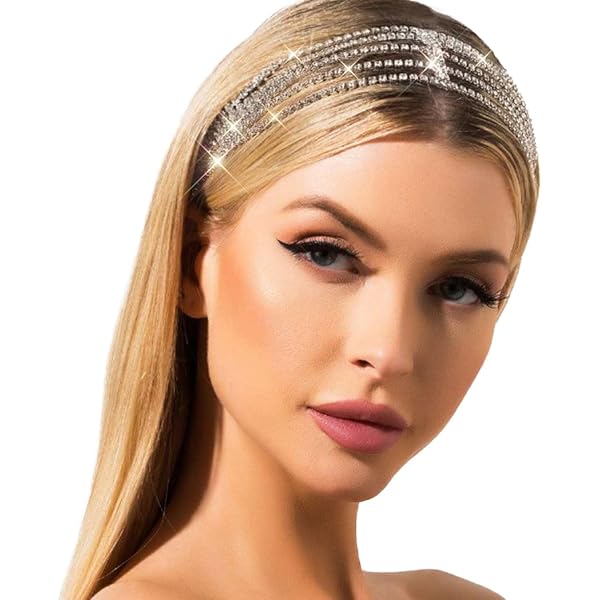 Amazon.com: NAISKA Gold Rhinestone Wedding Bride Headband  display picture 3