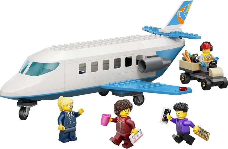 City L’Avion de Tourisme - Jouet de Construction - Maquette de Jet avec 4 Minifigurines & Accessoires de Voyage - Jeu Éducatif - Idée de Cadeau d'anniversaire pour Garçon dès 4 Ans 60492