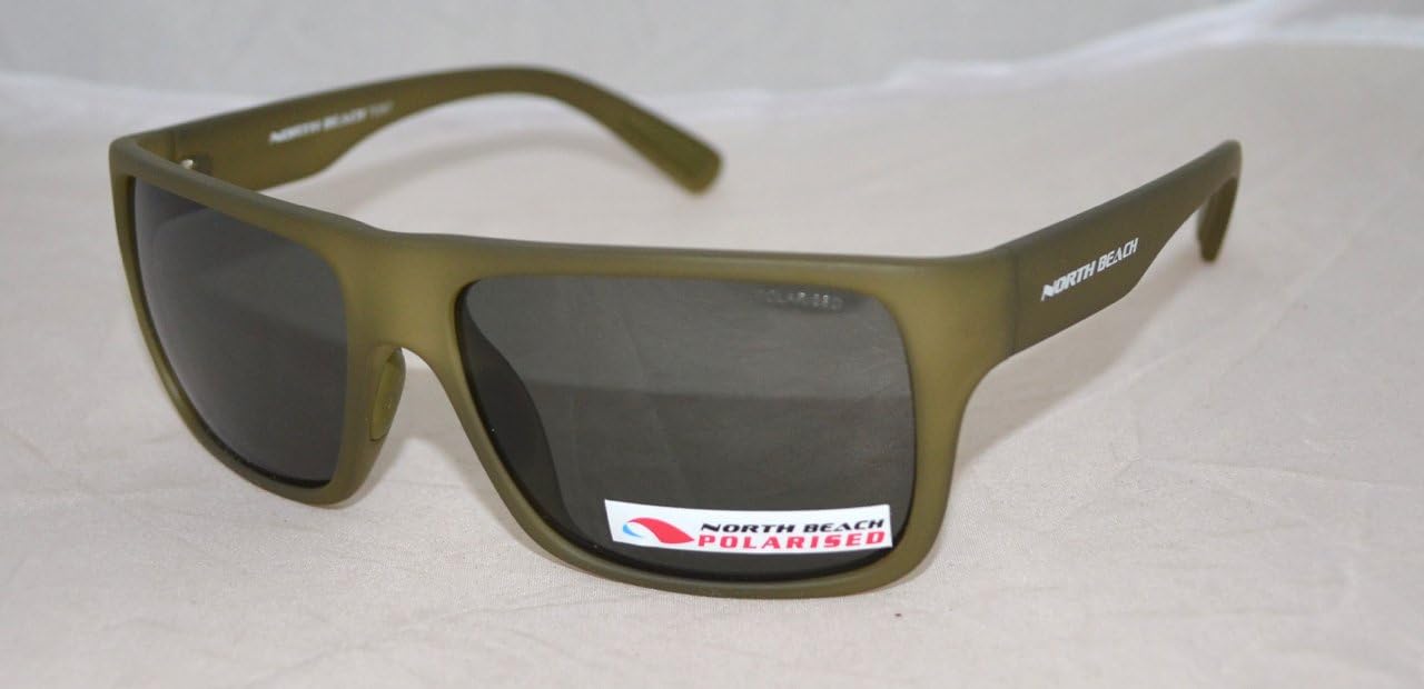 North Beach Minkfish Wayfarer Sunglasses in Xtal Matte Green with Polarised Green Lens (70367)