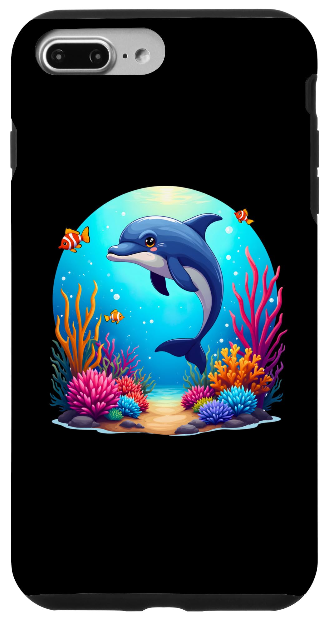 Cute Dolphin Ocean Life Underwater Scene Marine Animals Case for iPhone 7 Plus/8 Plus