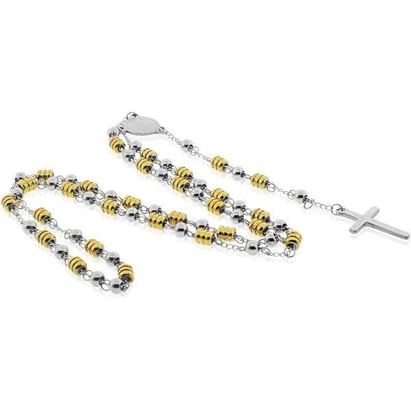 High Polish Rosary Bead Necklace In 14K Yellow Gold - Foto 2