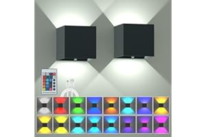 SURPALIG 2 LED Lights for Room Decor, 16 Colors Switchable RGB Wall Sconces Battery Operated, Remote Dimmable Night Light Rechargeable, Magnetic Cordless Wall Lights for Bedroom Living Room, Black