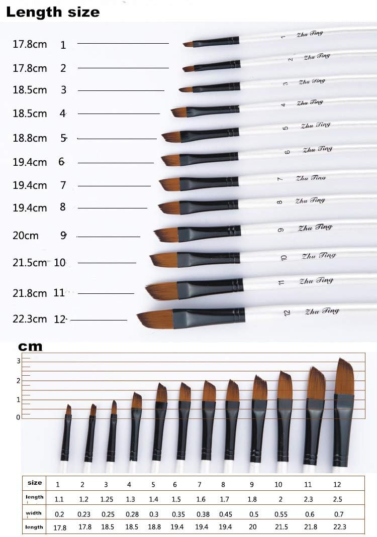 Paint Brush Set Artist Painting Brushes for Art Painting for Watercolors,Acrylics,Inks,Gouache,Oil and Tempera (12pcs Pearl White Angled Paintbrush Set) - Image 3