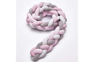 Icegrey Round Cushion Soft Knot Throw Pillow Handmade Braided Knit Plush Pillow Decor for Couch Sofa Bed with Laundry Bag, Pink + White + Pink + Gray, 118inch