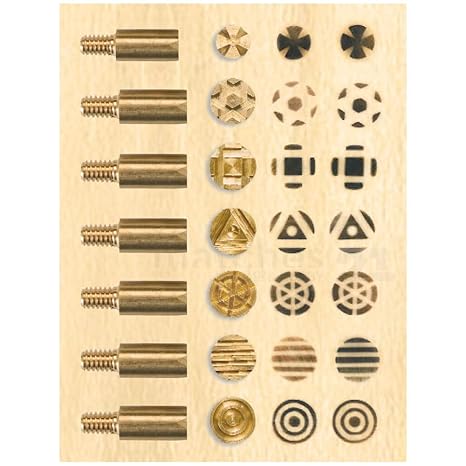 matches21 Brandmalerei Brennstempel Aufsätze 7er Set Verschiedene Muster / Motive für matches21 Brandmalkolben