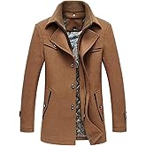 PRIJOUHE Men's Wool Coat Winter Coat Slim Medium Long Coats Overcoat Male