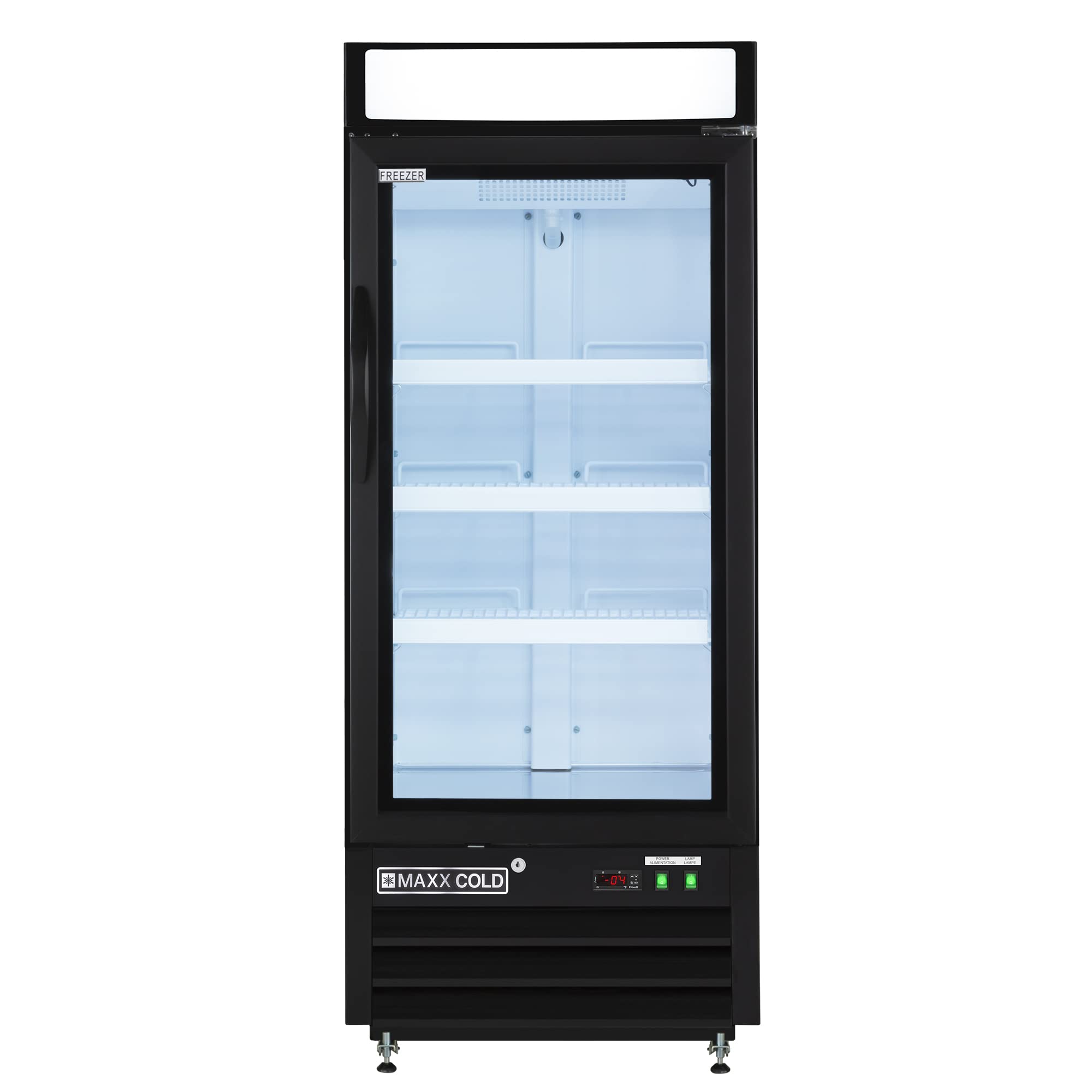 Photo 1 of Maxx Cold MXM1-12FBHC 25-Inch-Wide Glass Door Merchandiser Freezer, Free Standing with 12 Cu. Ft. Storage - Black